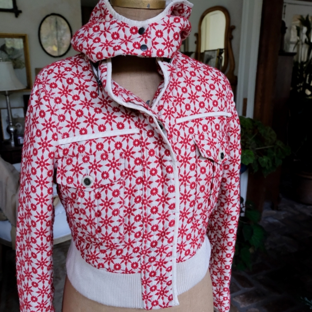 Free people wool embroidered crop jacket with removable hoodie holiday spirit